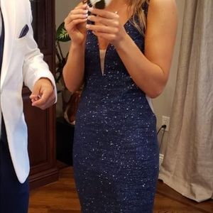 Navy sparkle prom dress